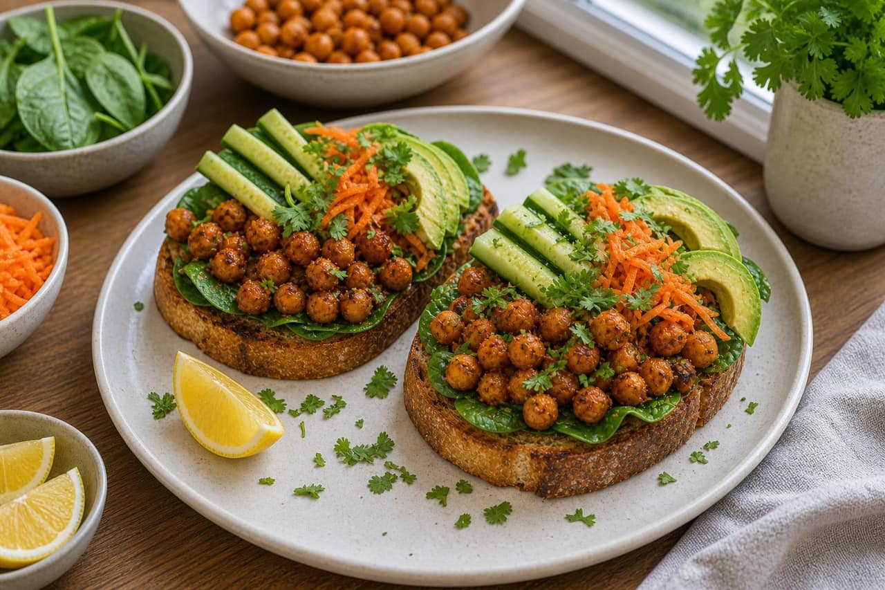 Harissa Chickpea Cucumber Toasts cooking step 6: Pack or serve.