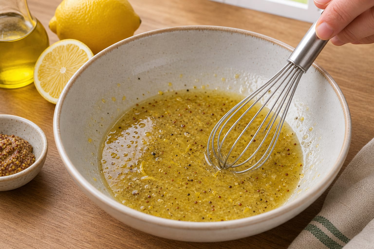 Herby Butter Bean Potato Salad cooking step 4: Make the dressing.