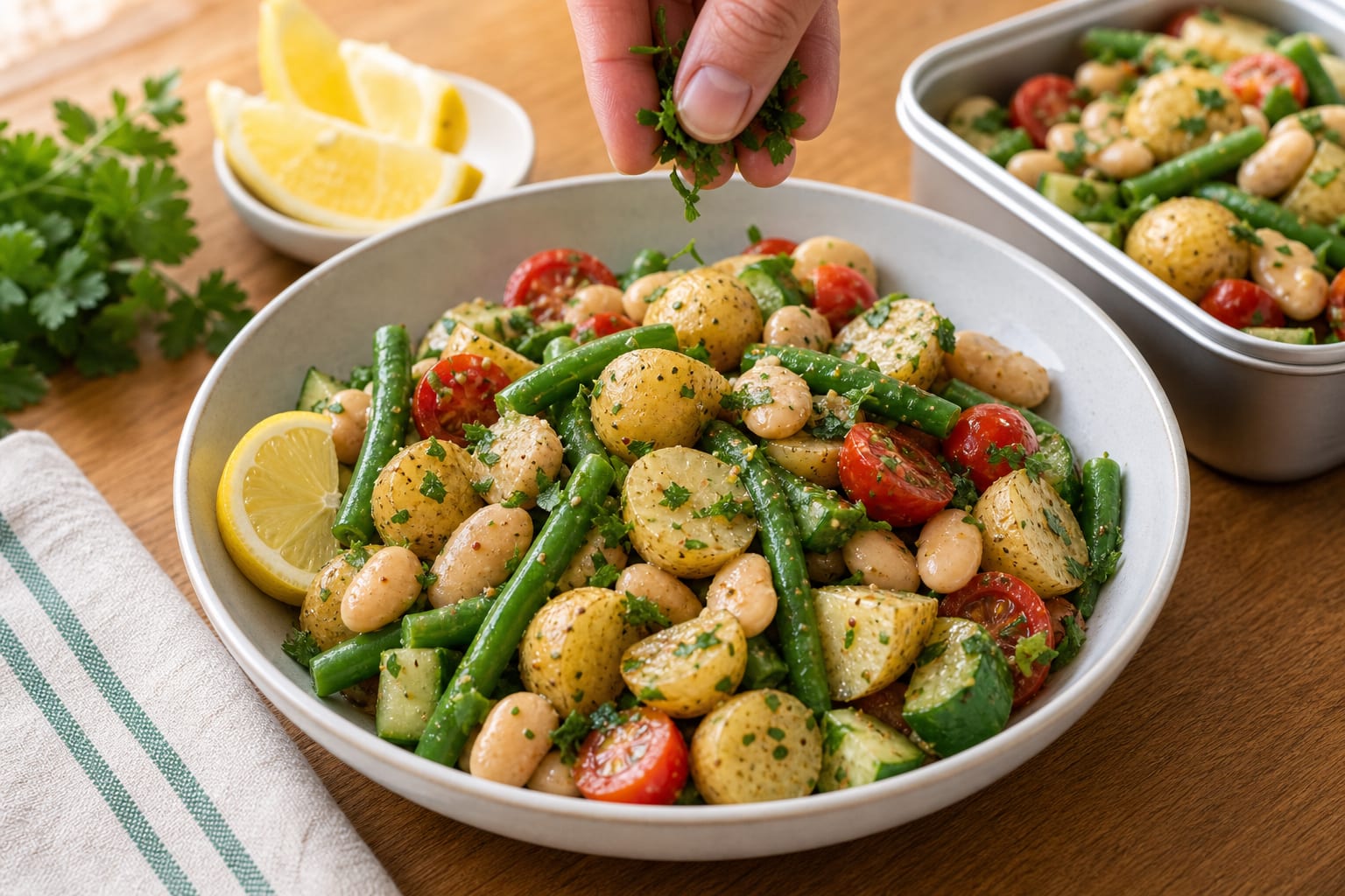 Herby Butter Bean Potato Salad cooking step 6: Serve or pack.