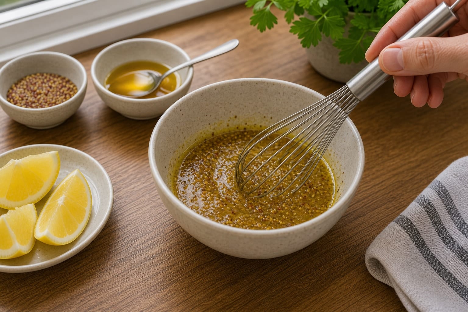 Honey Mustard Salmon Potato Traybake cooking step 4: Make the glaze.