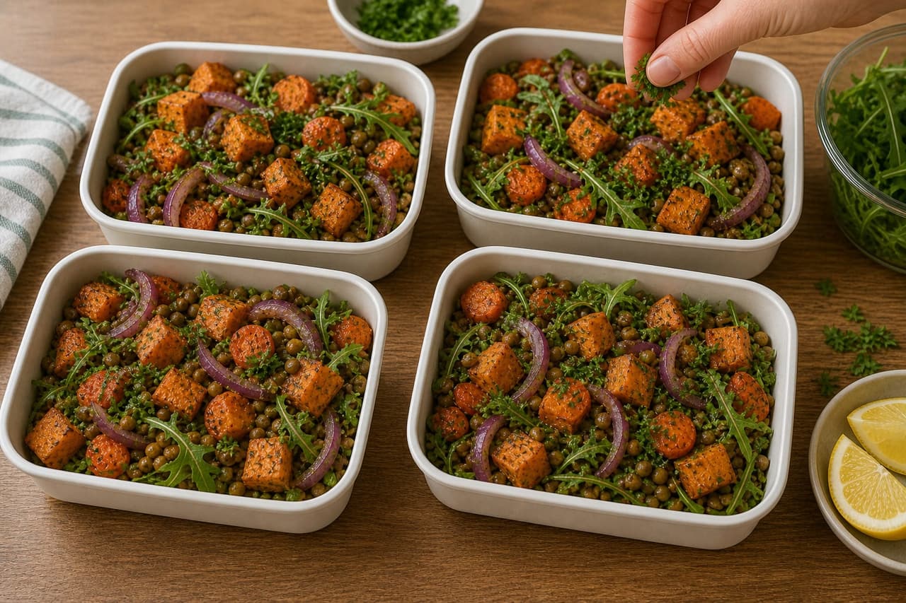 Sweet Potato Lentil Salad Boxes cooking step 6: Pack or serve.