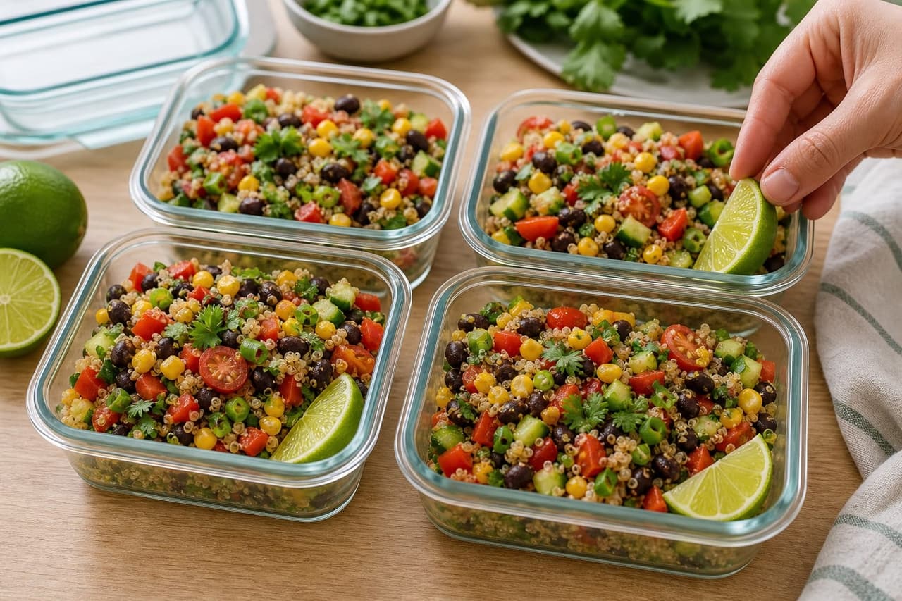 Crunchy Black Bean Quinoa Salad Boxes with Lime cooking step 6: Pack with lime.