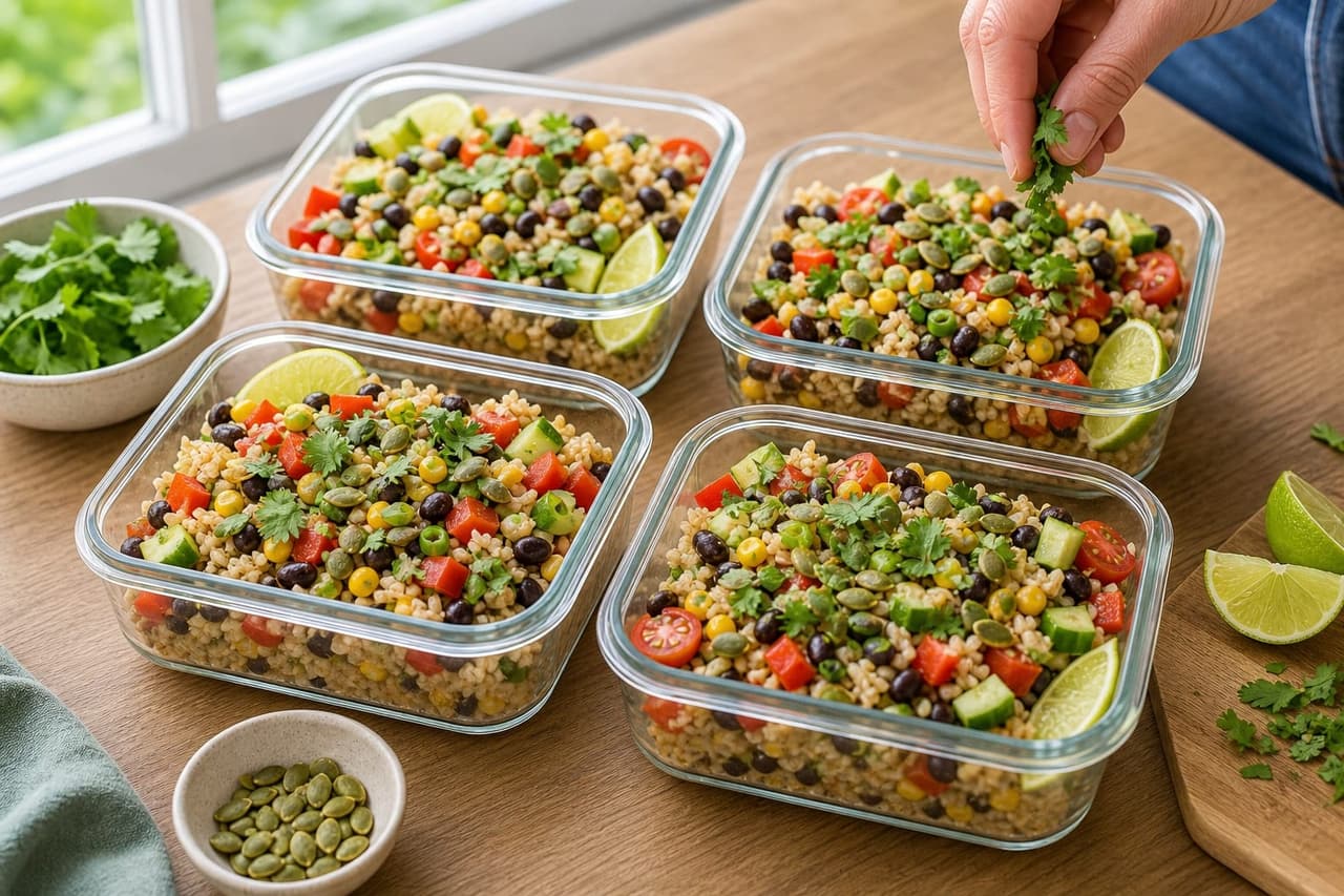 Black Bean Sweetcorn Rice Salad Boxes with Lime and Pumpkin Seeds cooking step 1: Cook the rice.