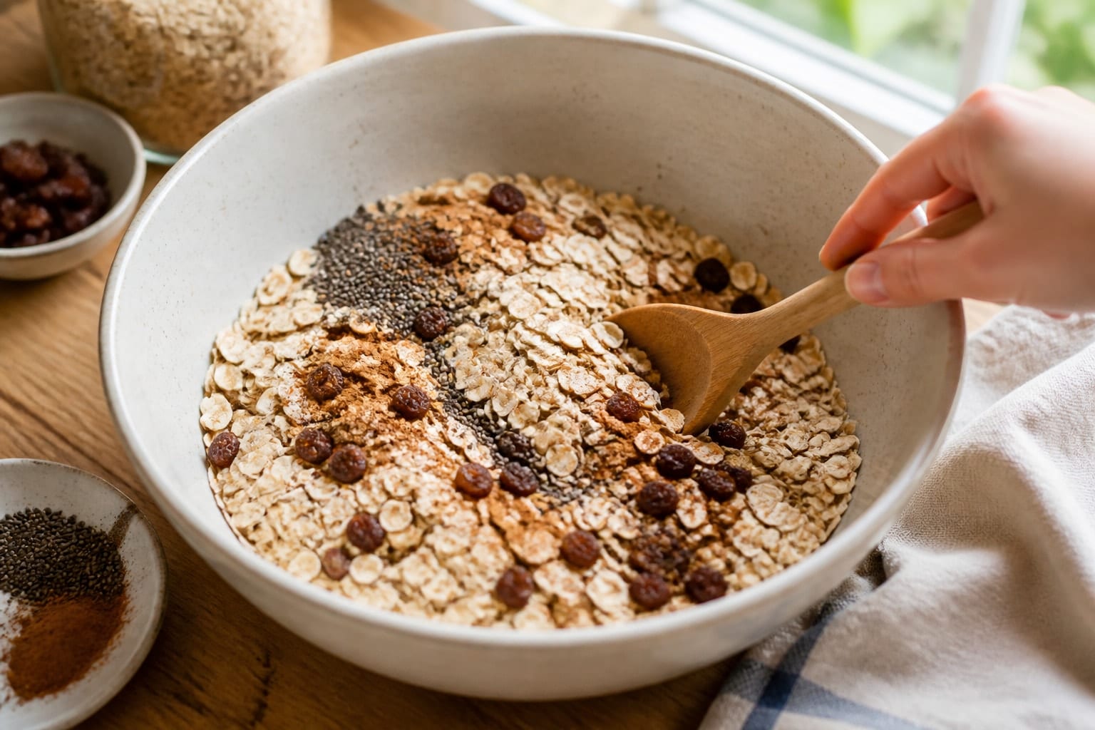 Carrot Apple Oat Breakfast Slices cooking step 2: Mix the oat base.