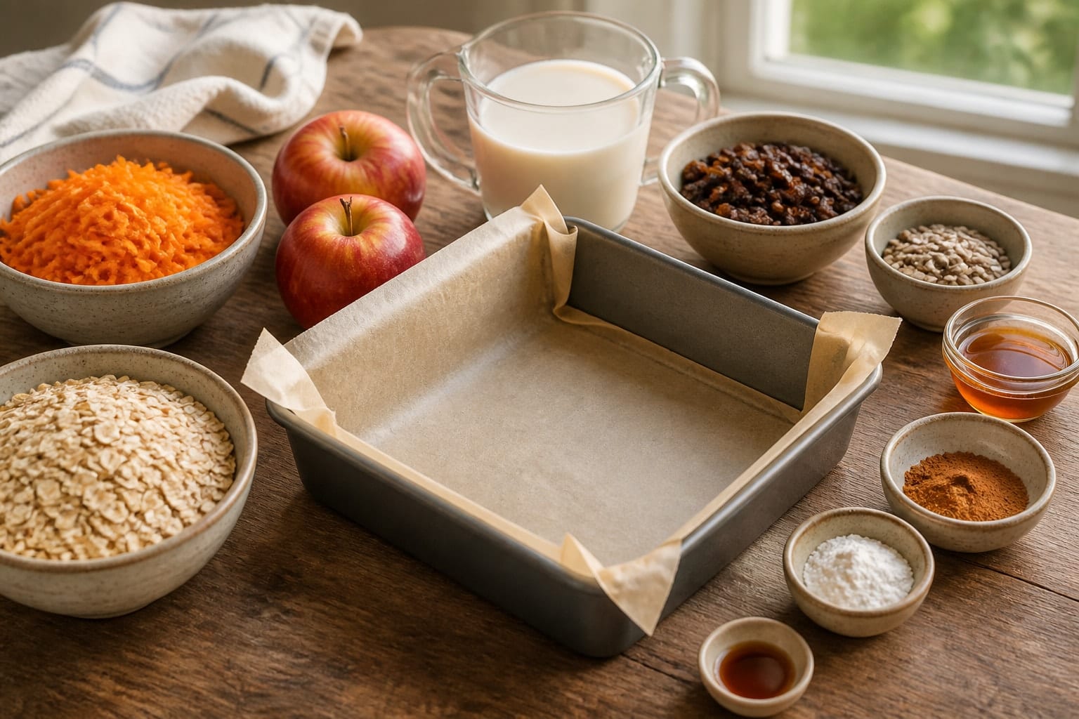 Spiced Carrot Apple Oat Breakfast Squares cooking step 1: Heat the oven.