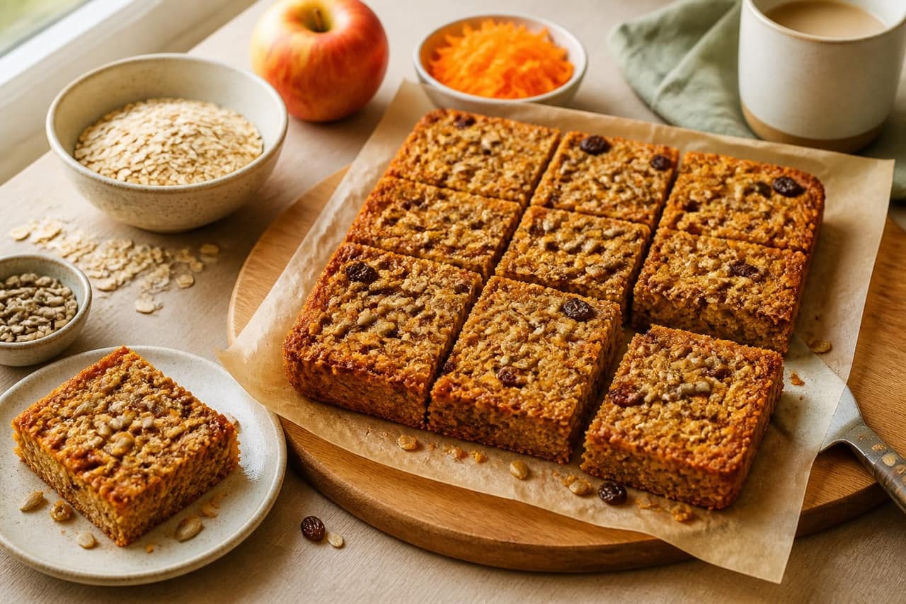 Spiced Carrot Apple Oat Breakfast Squares cooking step 6: Cool and serve.