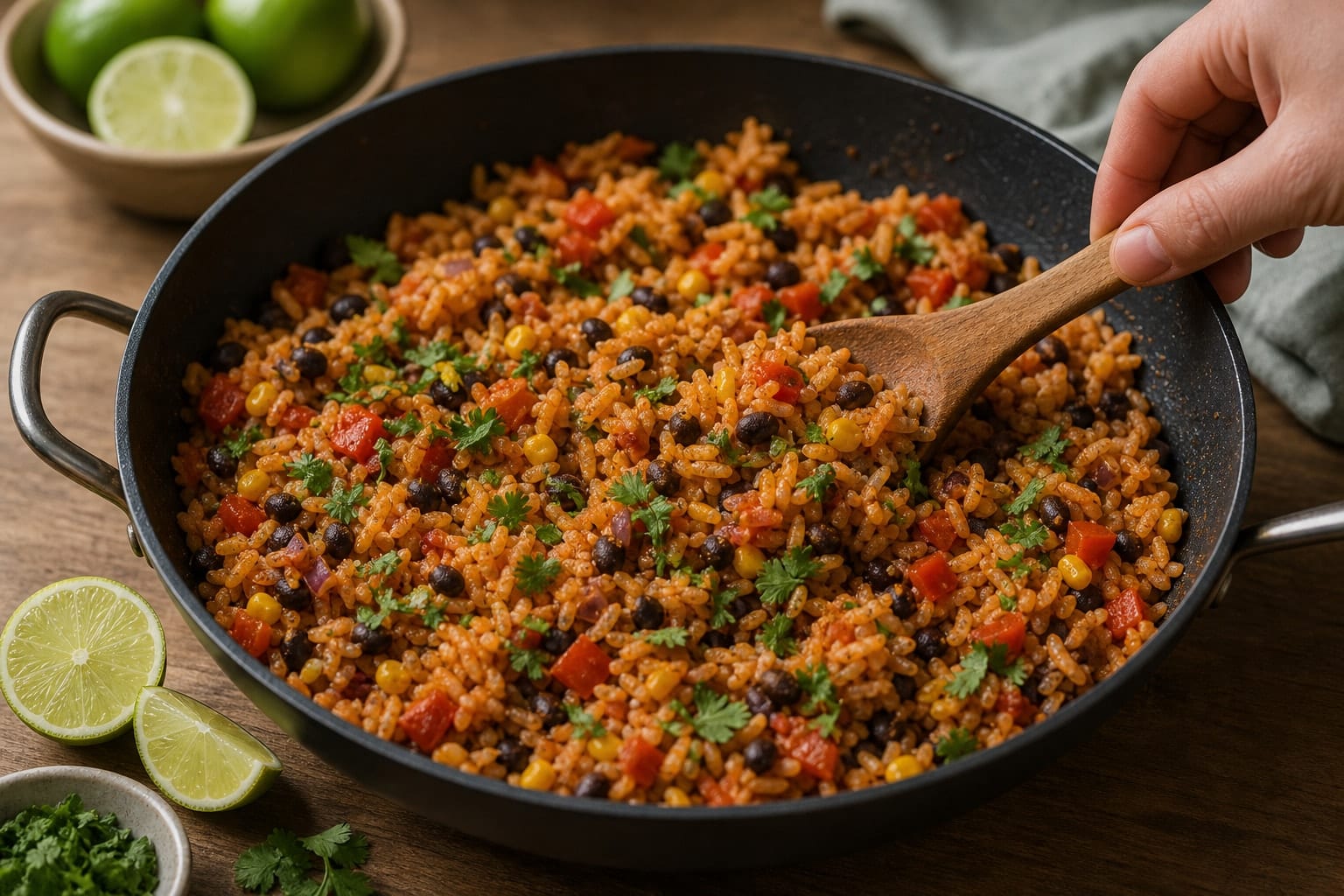 Charred Pepper Black Bean Fajita Rice cooking step 2: Char the peppers.