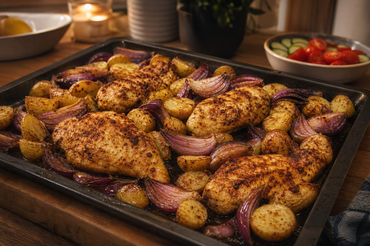 Chicken Shawarma Potato Traybake cooking step 5: Finish roasting.