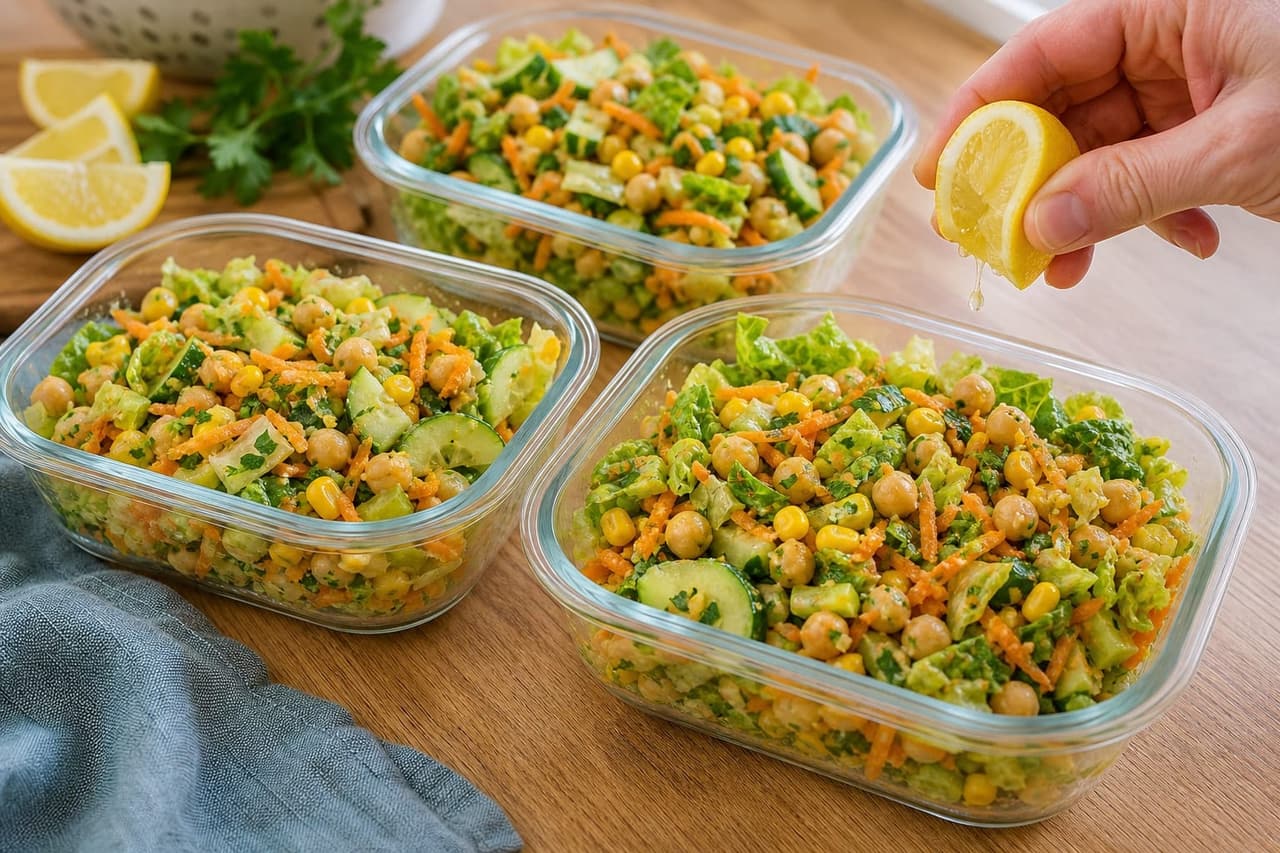 Chickpea Cucumber Carrot Salad Boxes cooking step 6: Finish before eating.