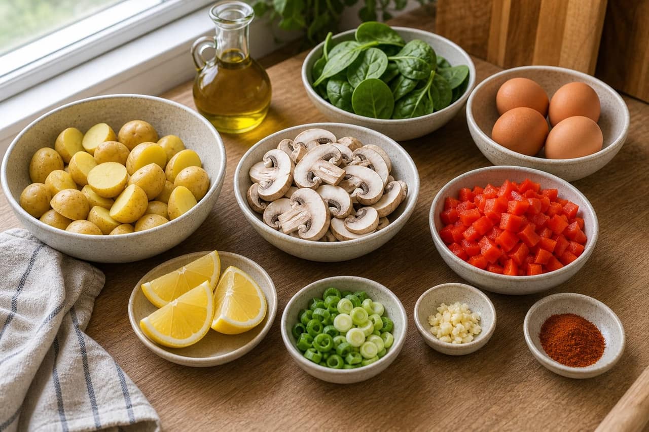Crispy Mushroom Pepper Breakfast Hash cooking step 1: Prep the hash.