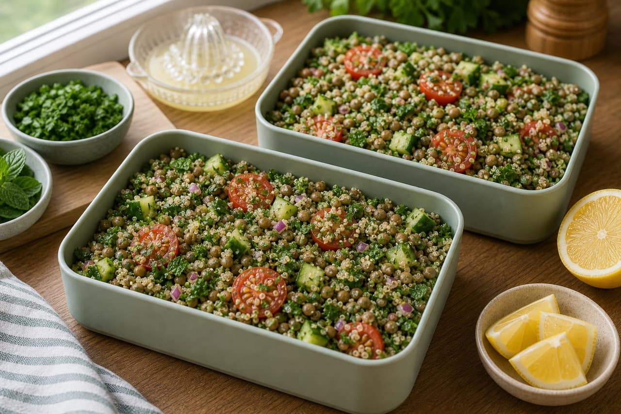 Herby Lentil Tabbouleh Boxes cooking step 6: Pack the boxes.