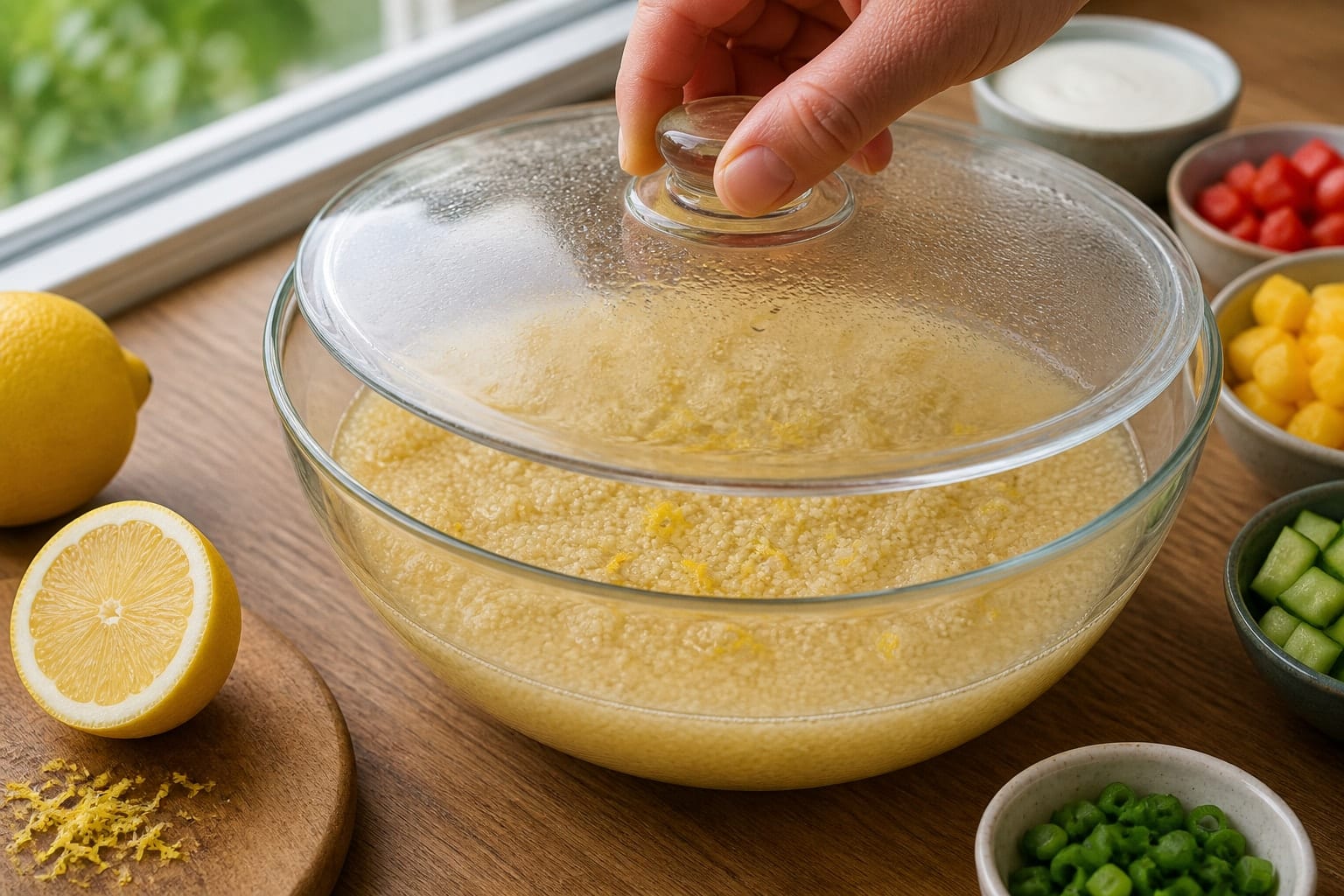 Lemon Chickpea Quinoa Salad Boxes cooking step 4: Make the dressing.