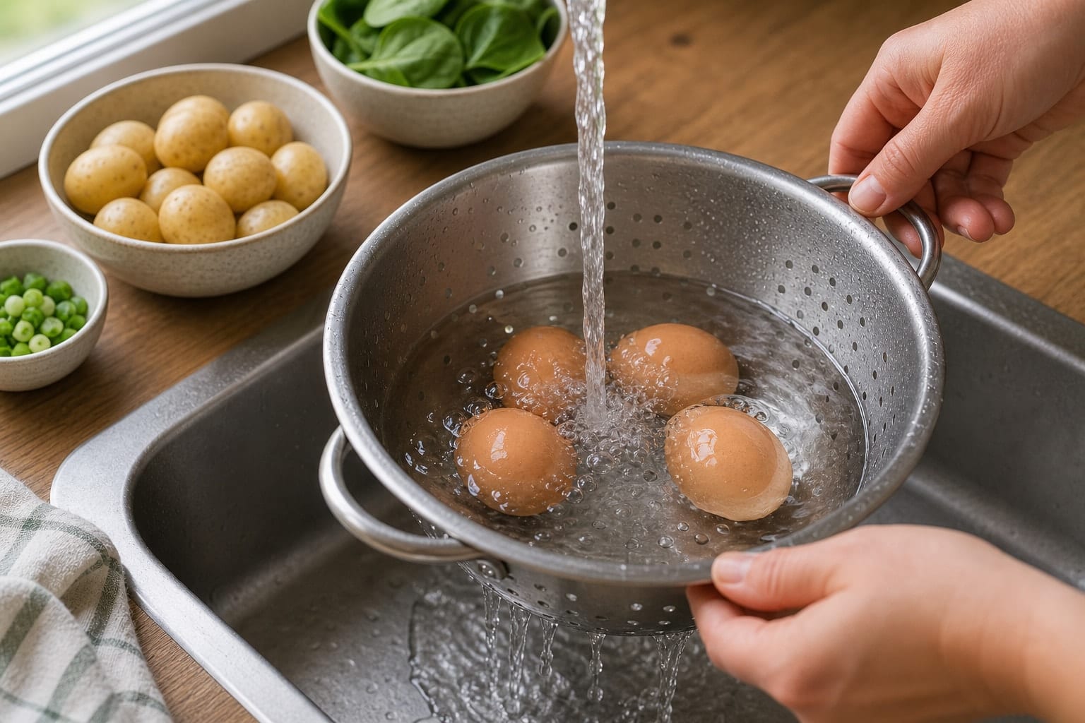 Lemony Egg Potato Salad Boxes cooking step 2: Boil the eggs.