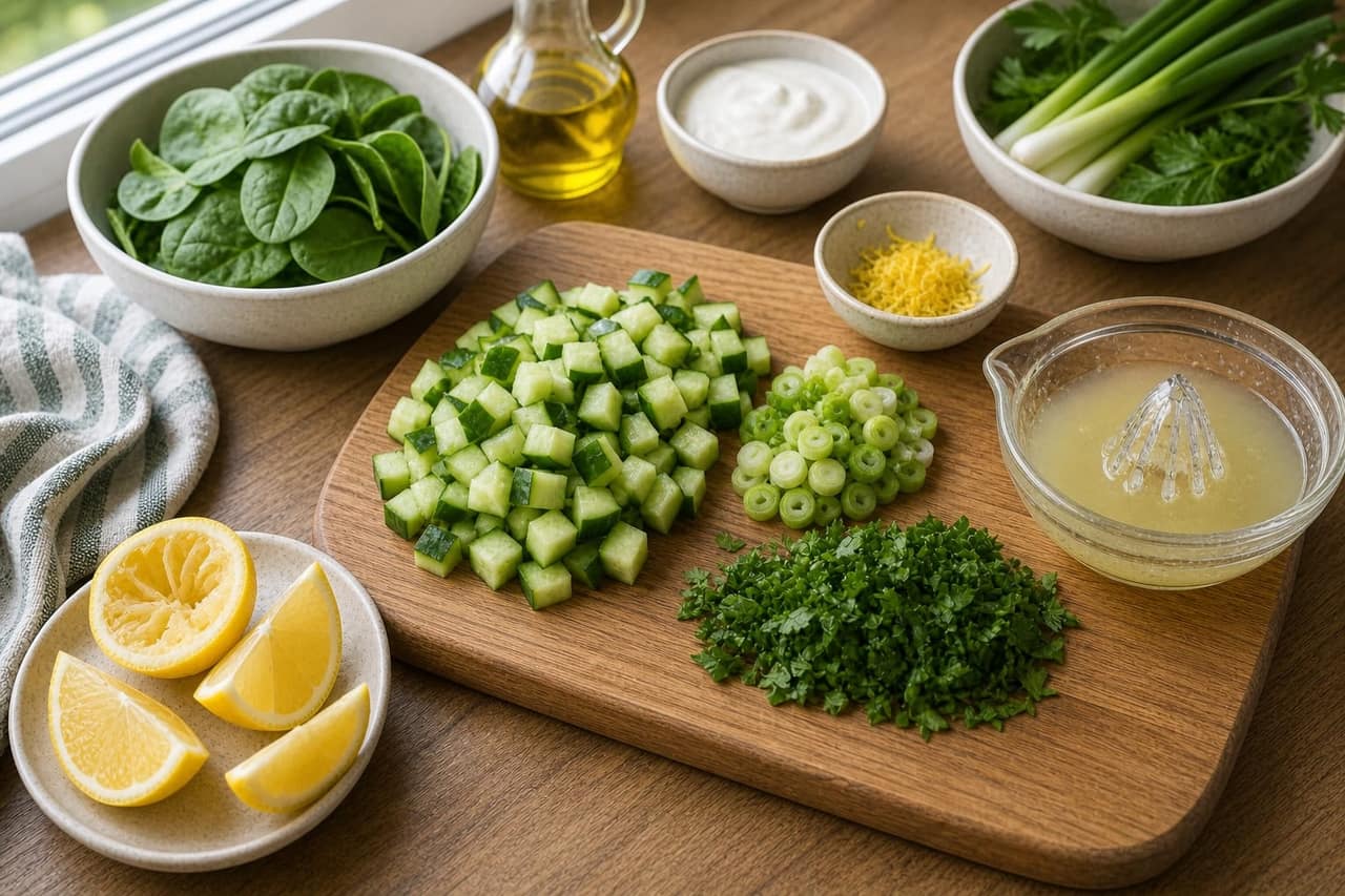 Lemony Egg Potato Salad Boxes cooking step 3: Prep the fresh bits.