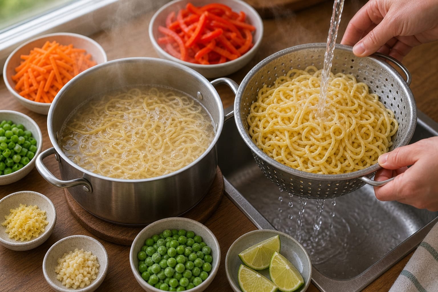 Lime Ginger Chicken Veg Noodles cooking step 3: Cook the noodles.
