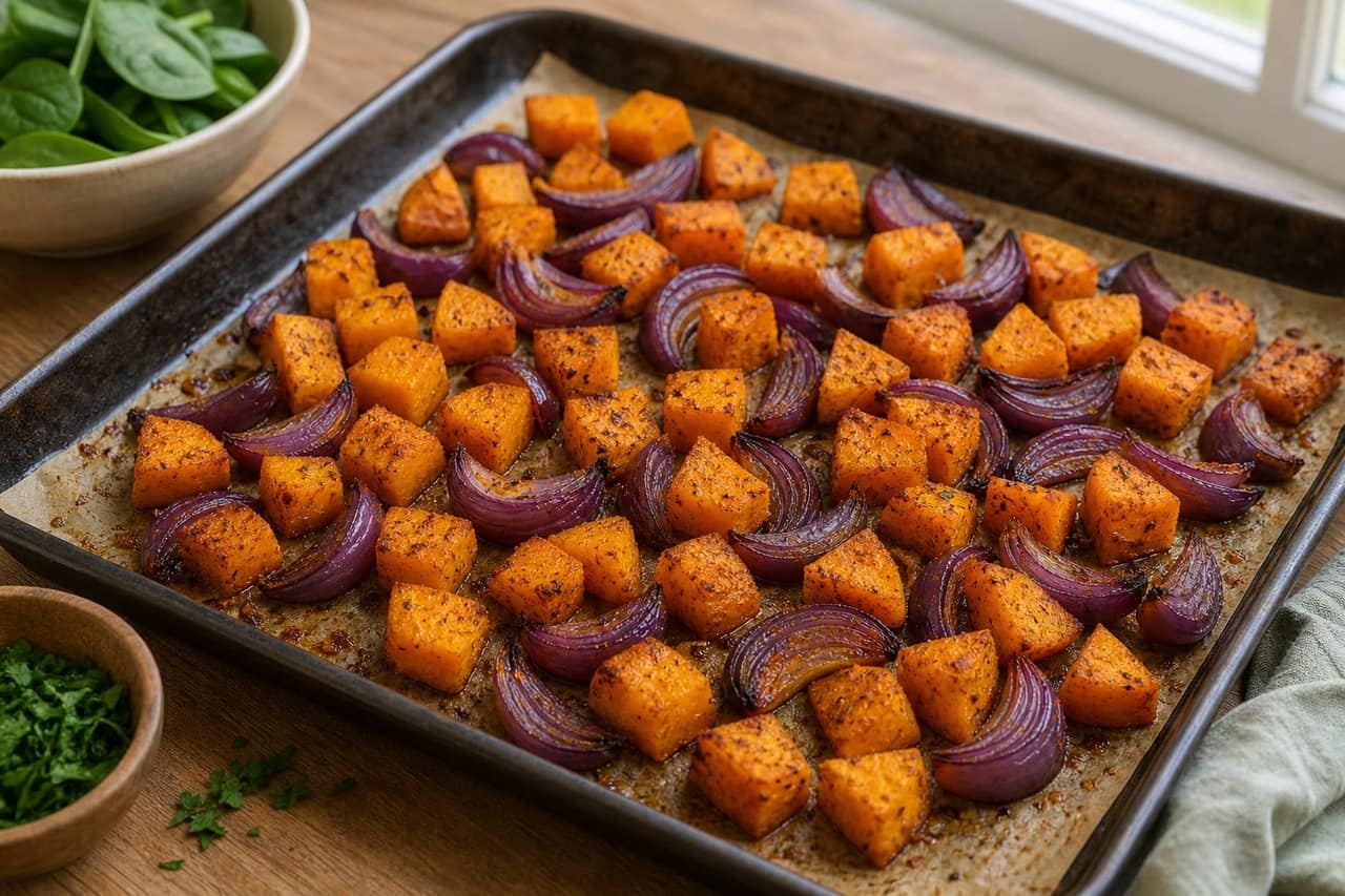 Herby Roasted Squash Lentil Feta Boxes with Lemon cooking step 2: Roast the squash.