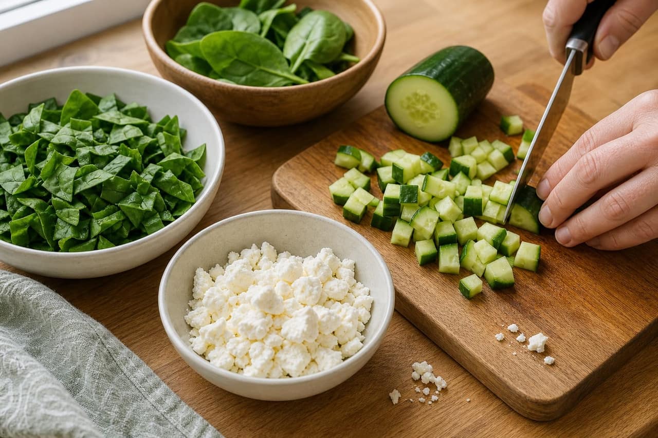 Herby Roasted Squash Lentil Feta Boxes with Lemon cooking step 4: Prep the fresh crunch.