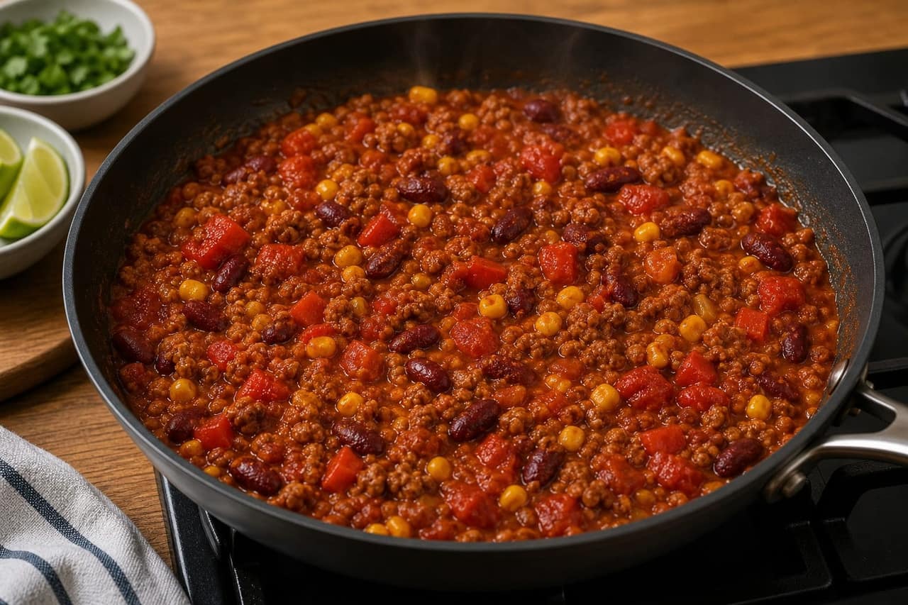 Smoky Turkey Sweetcorn Chilli Rice Bowls with Lime cooking step 3: Brown the turkey.
