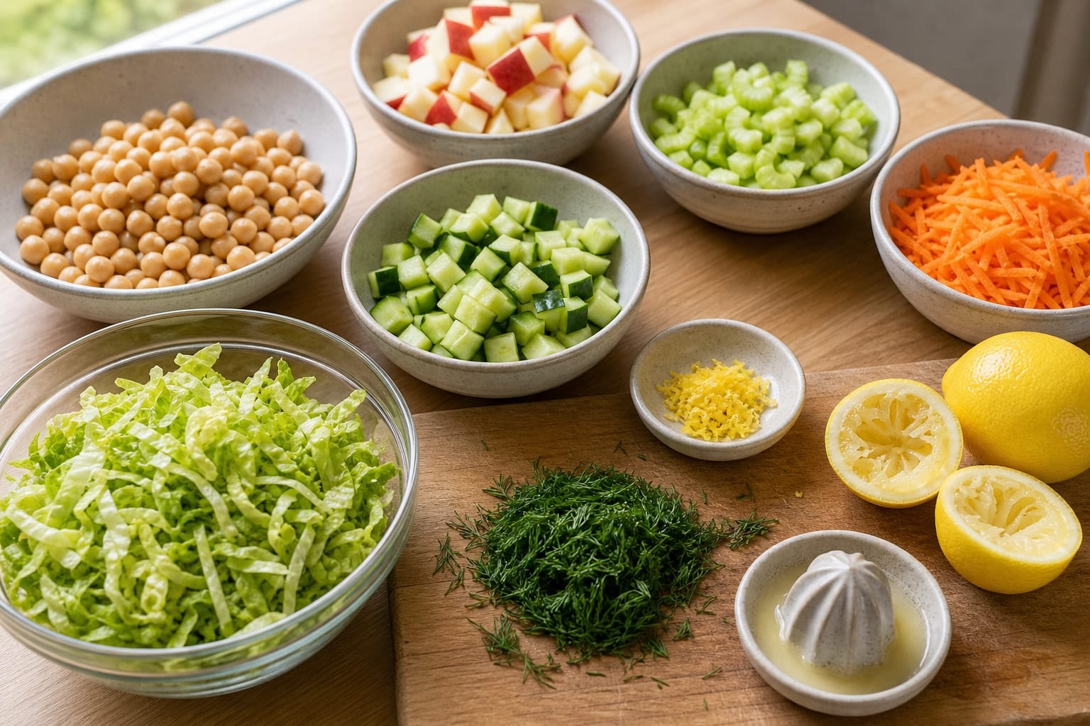 Chickpea Apple Pittas with Dill and Lemon cooking step 1: Prepare the crunch.