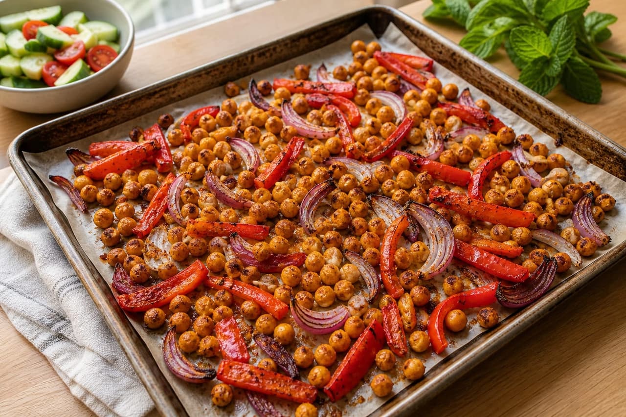 Chickpea Shawarma Rice Boxes with Cucumber and Mint cooking step 2: Roast the chickpeas.