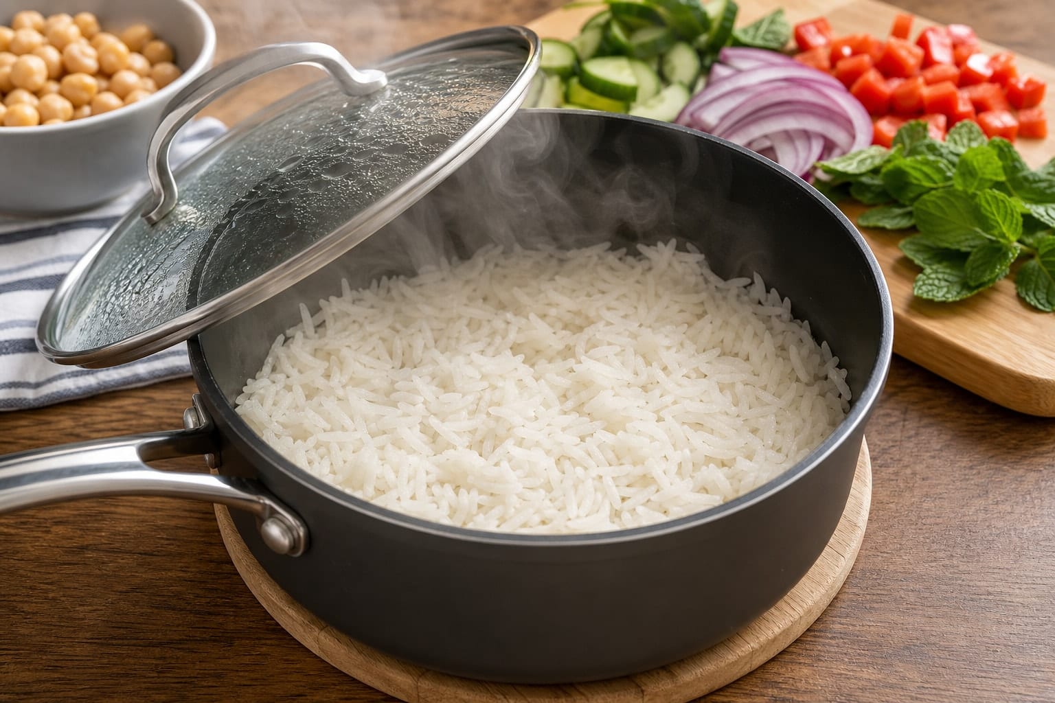 Chickpea Shawarma Rice Boxes with Cucumber and Mint cooking step 3: Cook the rice.