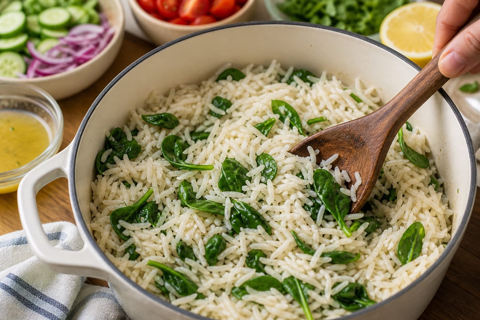 Chickpea Shawarma Rice Boxes with Cucumber and Mint cooking step 5: Finish the rice.