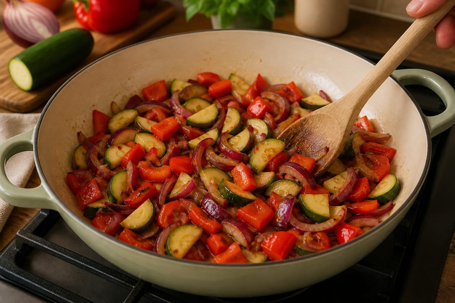 Coconut Chickpea Courgette Rice Bowls with Lime cooking step 3: Build the curry base.