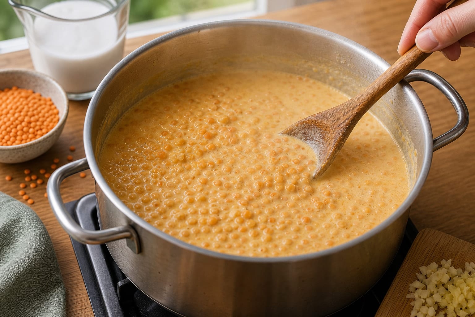 Creamy Coconut Lentil Rice Bowls with Lime cooking step 4: Simmer the lentils.