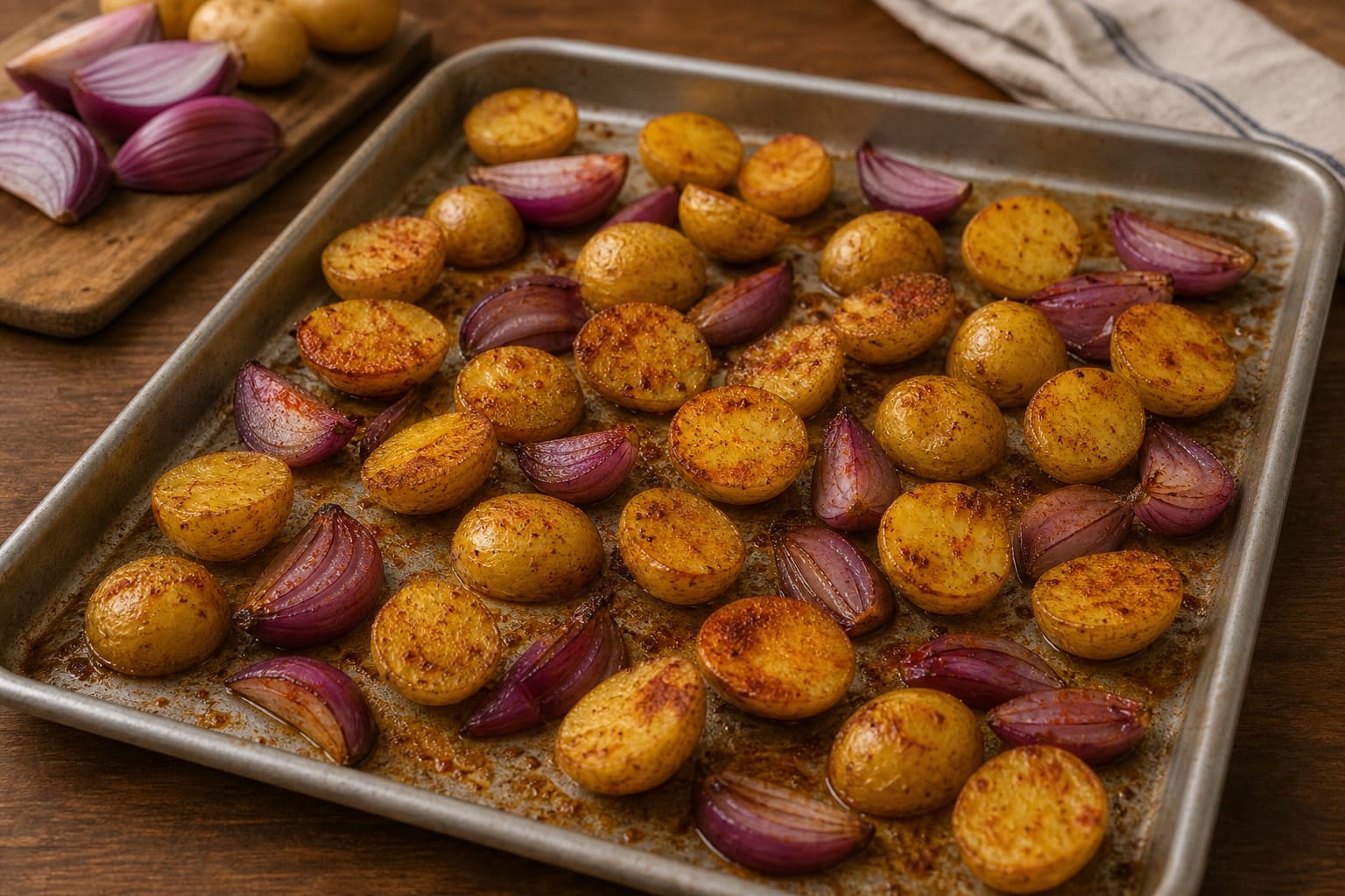 Cod Tomato Chickpea Potato Traybake with Parsley cooking step 2: Start the potatoes.