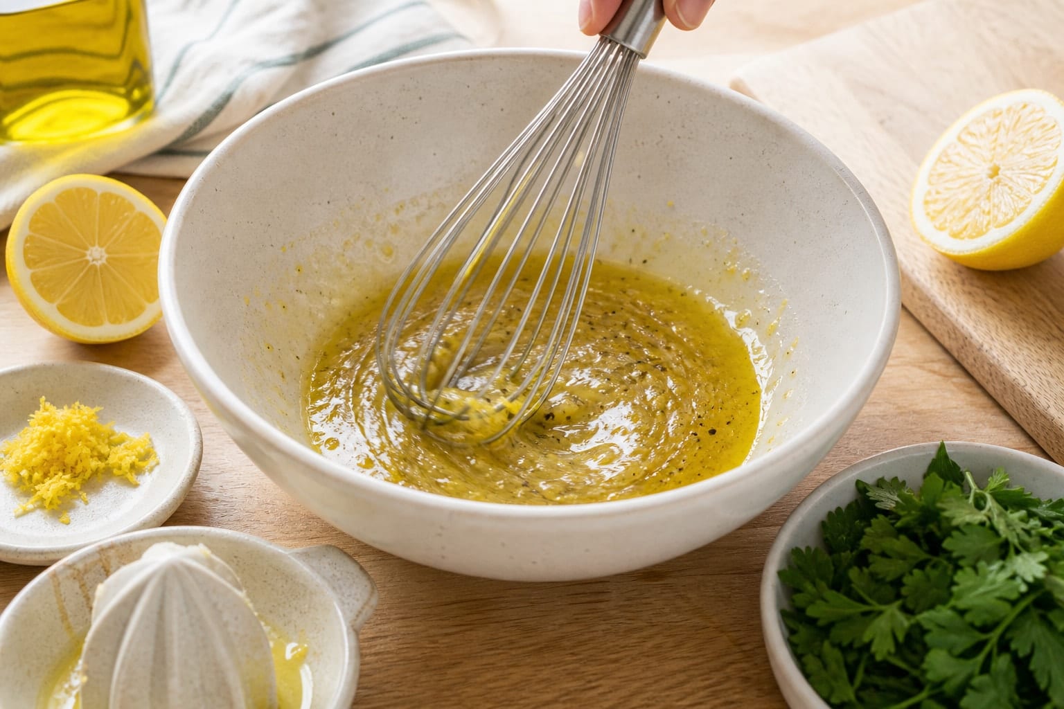 Green Lentil Quinoa Salad Boxes with Lemon Mustard Dressing cooking step 3: Mix the lemon mustard dressing.