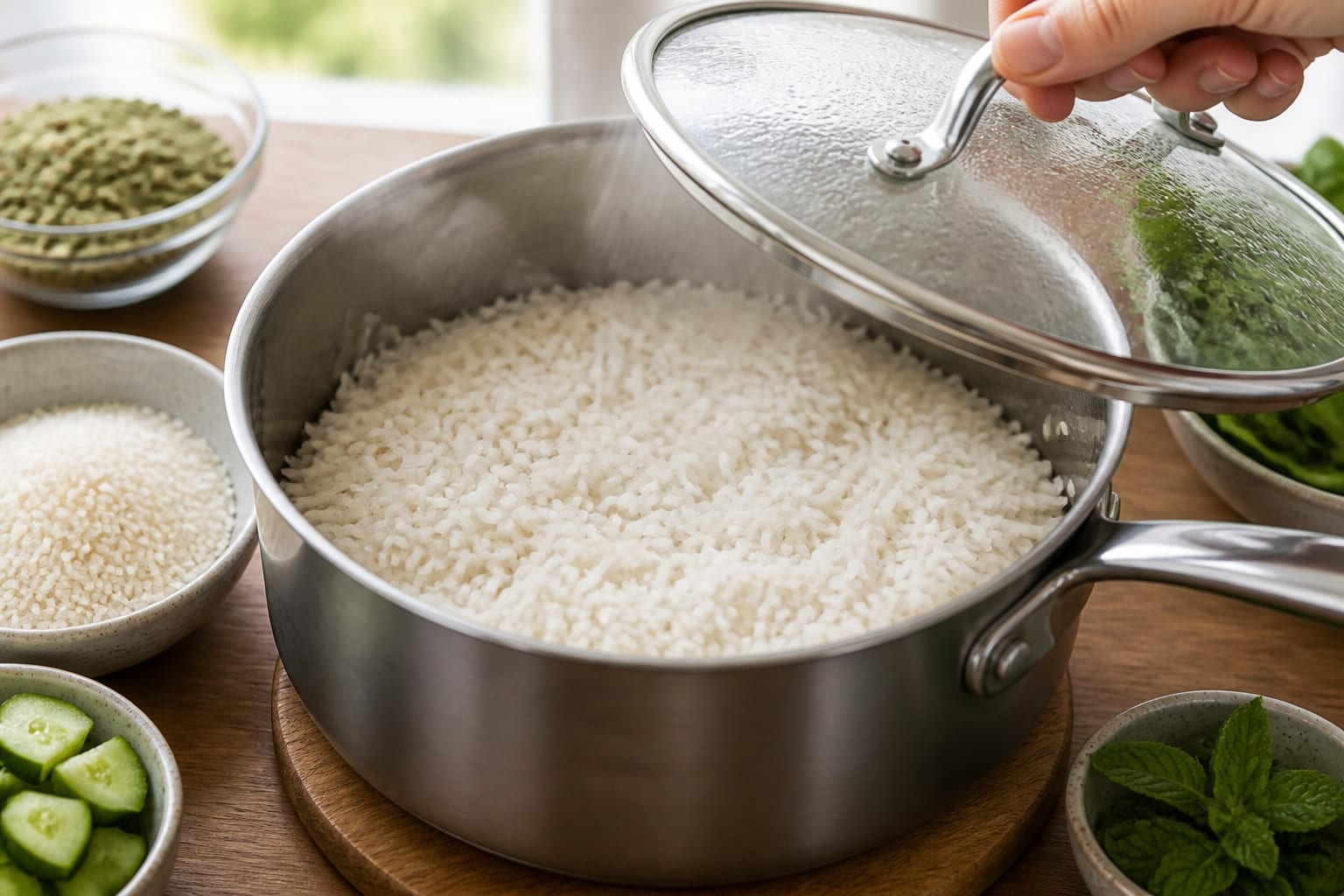 Harissa Carrot Lentil Rice Boxes with Mint and Cucumber cooking step 3: Cook the rice.