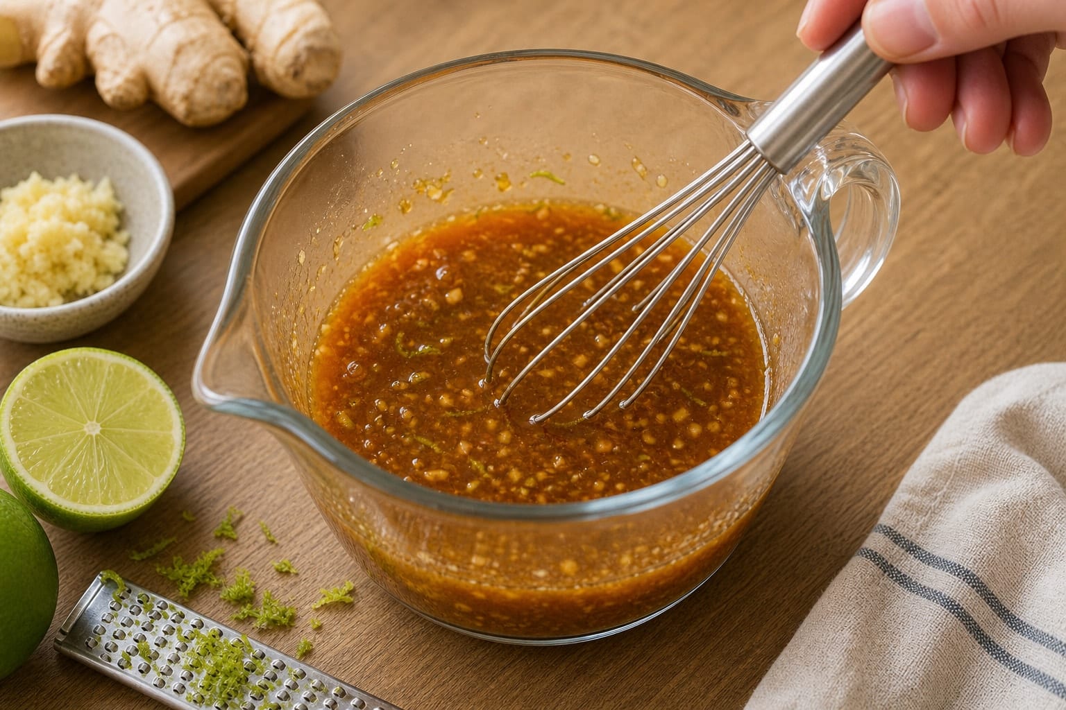 Honey Soy Chicken Noodles with Broccoli and Lime cooking step 2: Mix the honey soy sauce.