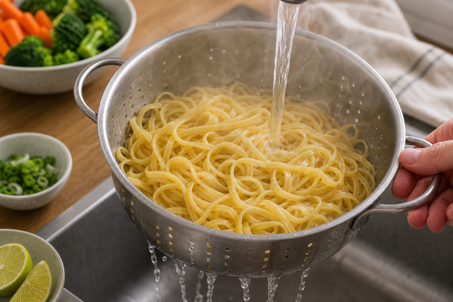 Honey Soy Chicken Noodles with Broccoli and Lime cooking step 3: Cook the noodles.