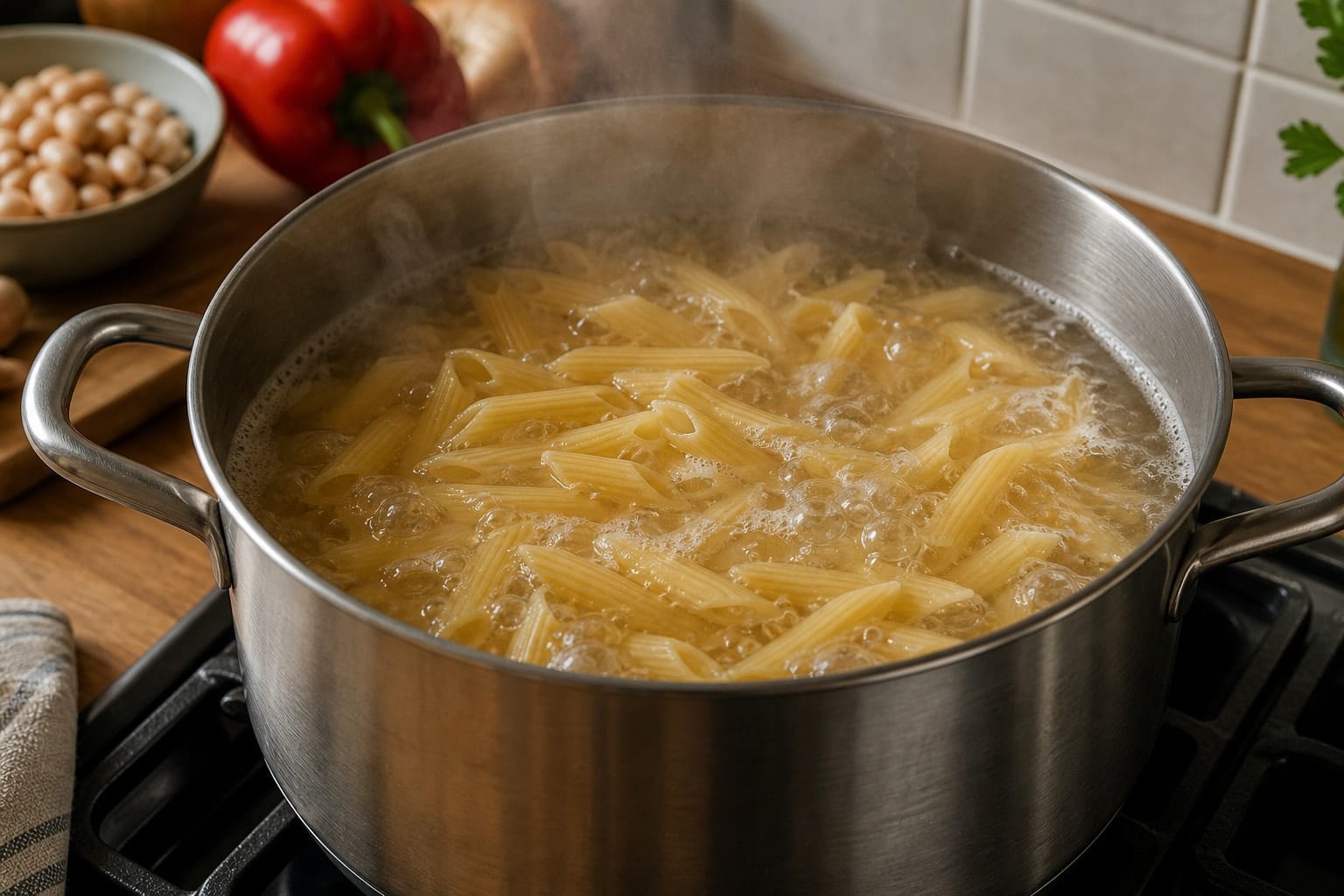 Creamy Red Pepper Butter Bean Pasta with Parsley cooking step 4: Cook the pasta.