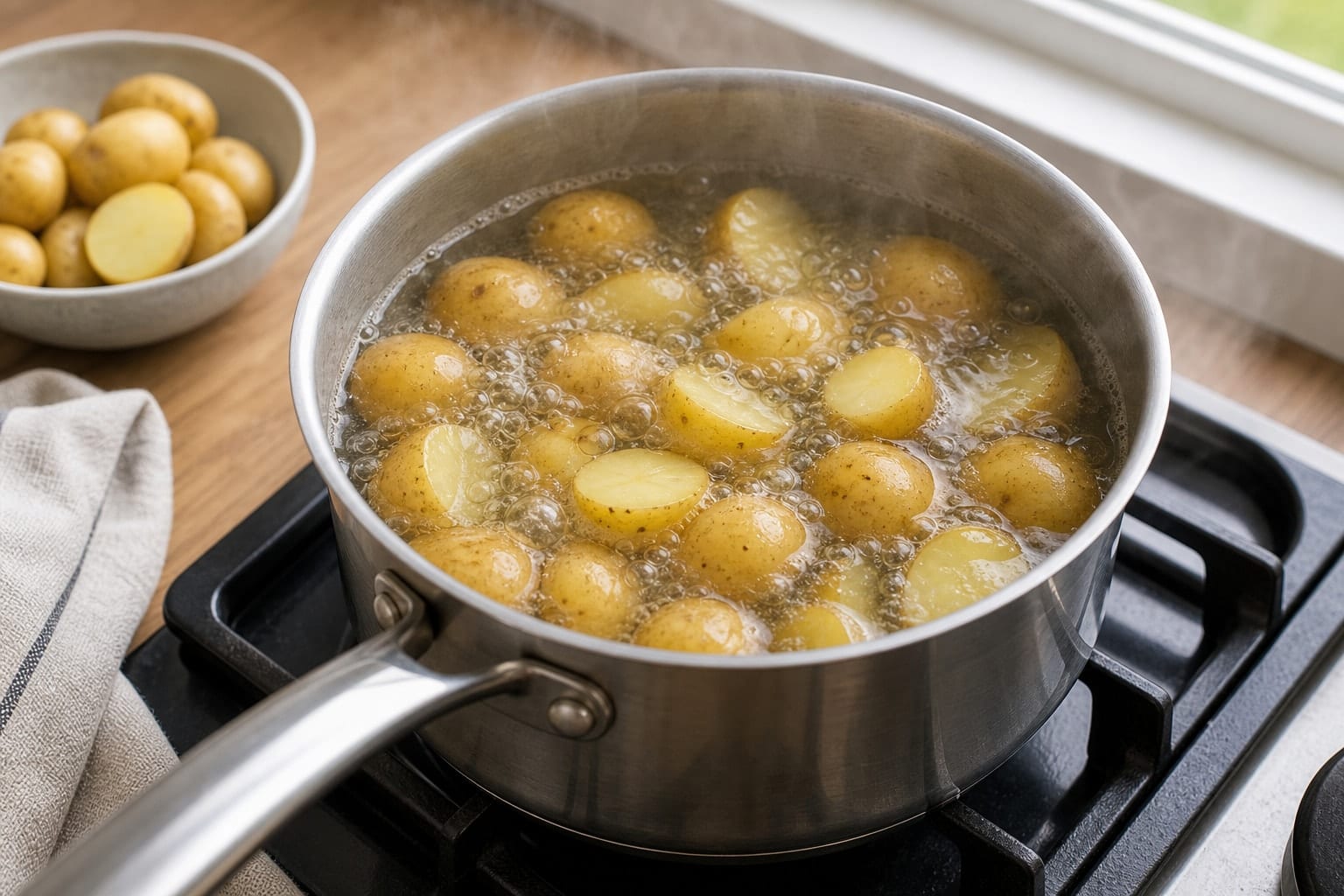 Salmon Beetroot Potato Boxes with Dill Yoghurt cooking step 1: Cook the potatoes.