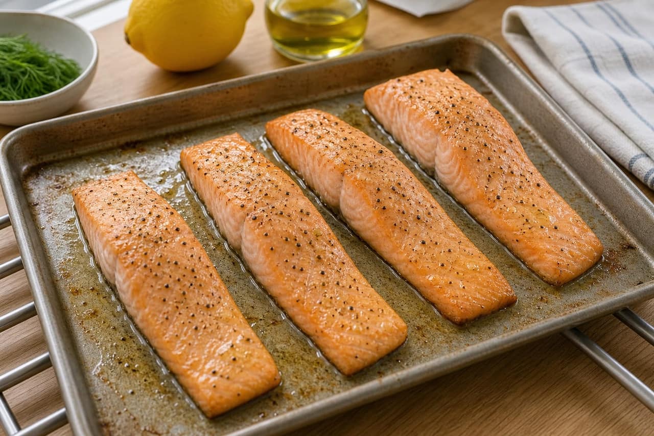 Salmon Beetroot Potato Boxes with Dill Yoghurt cooking step 4: Roast the salmon.