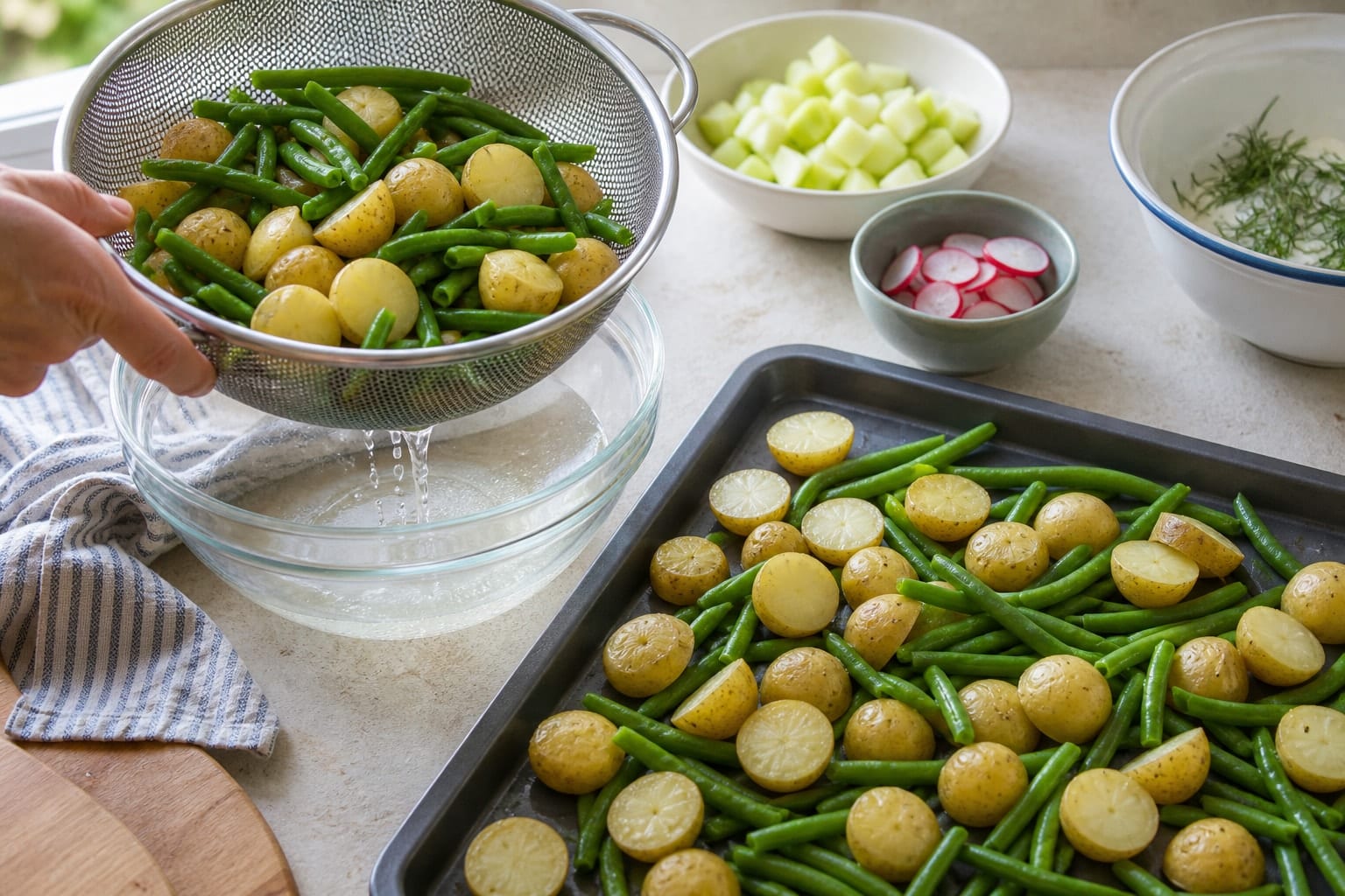 Tuna Potato Salad Boxes with Apple and Dill cooking step 2: Add the beans.