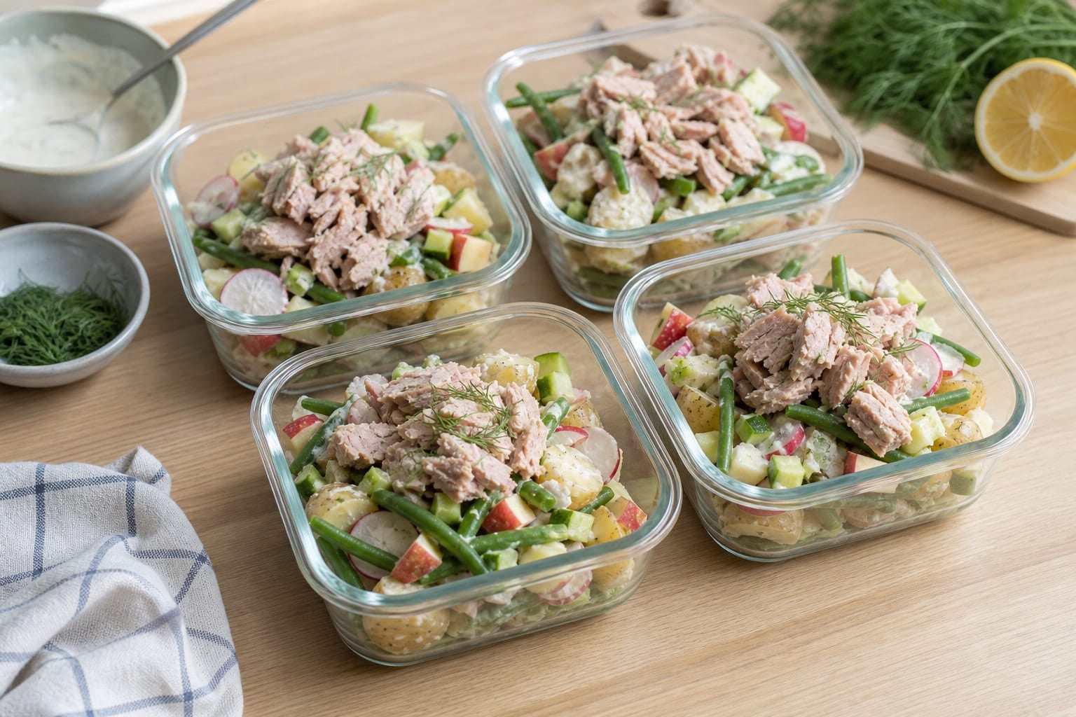 Tuna Potato Salad Boxes with Apple and Dill cooking step 6: Pack the boxes.