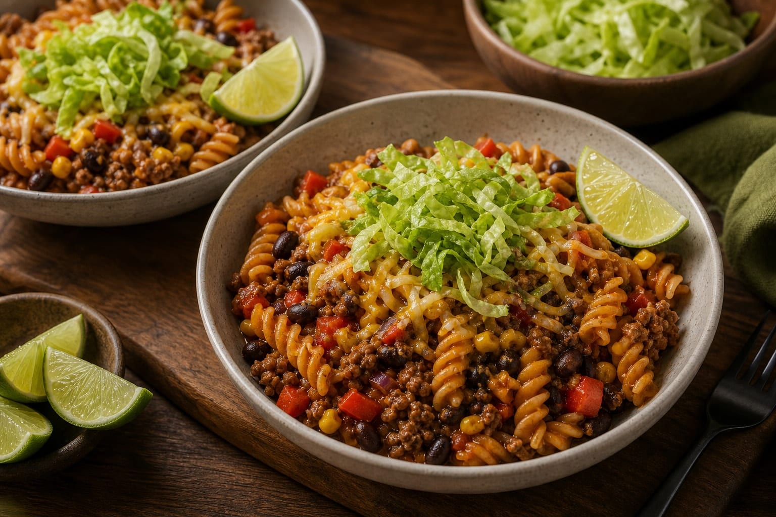 Beef Bean Pasta Skillet with Cheddar and Lime cooking step 6: Finish with crunch.