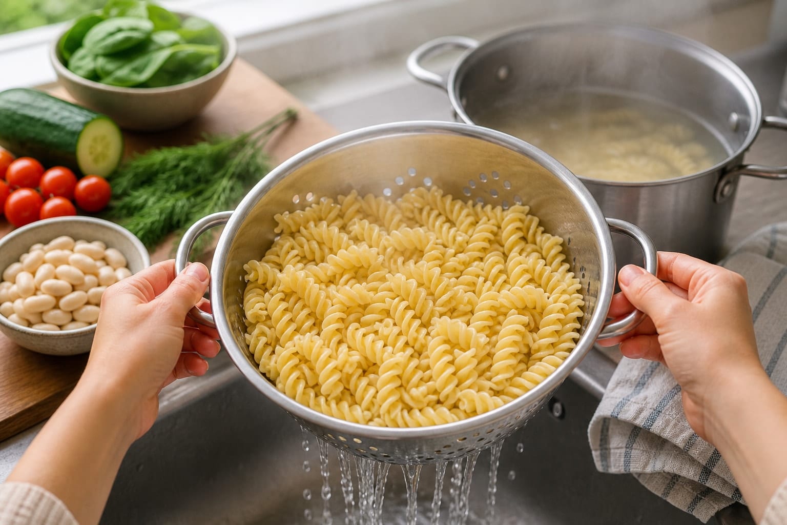 Tuna Cannellini Dill Pasta Boxes with Lemon Yoghurt cooking step 2: Cook the pasta.
