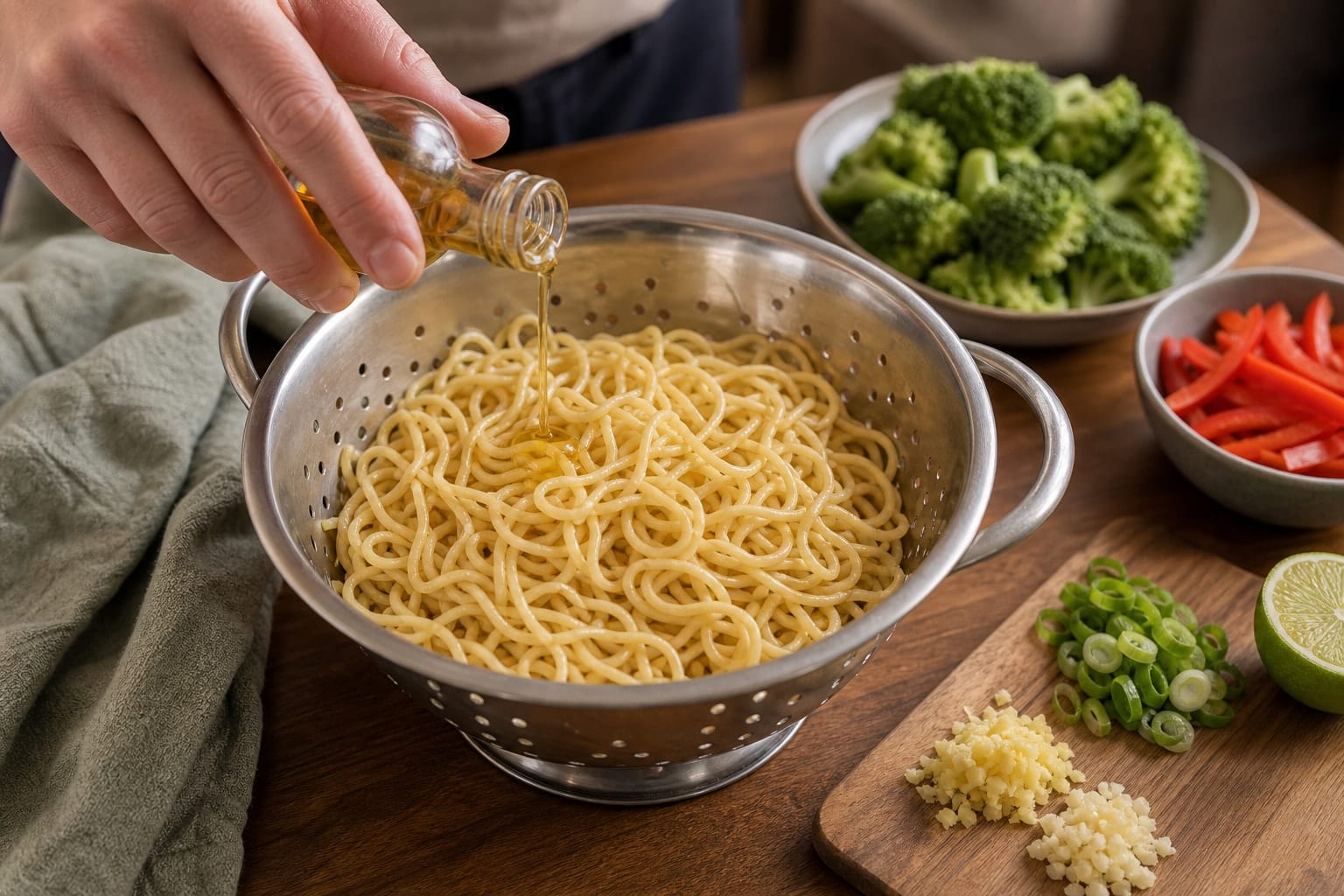 Beef Broccoli Ginger Noodles with Soy Lime cooking step 2: Cook the noodles.