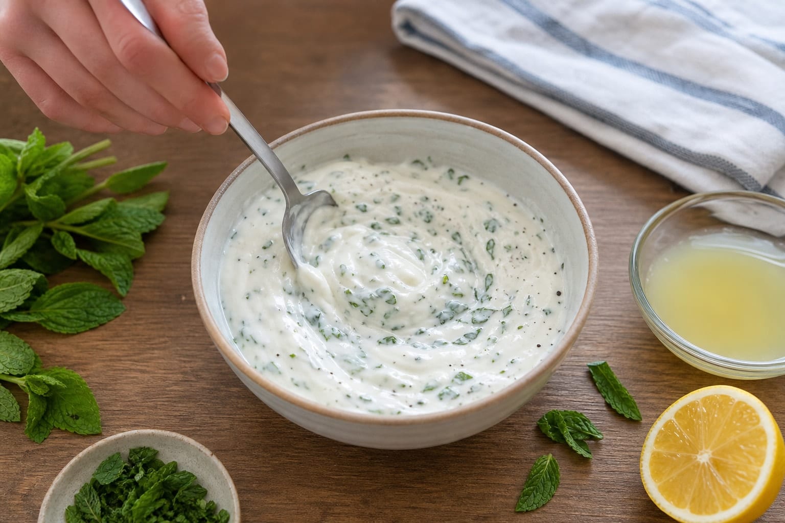 Harissa Chicken Carrot Couscous Boxes with Mint Yoghurt cooking step 5: Mix the mint yoghurt.
