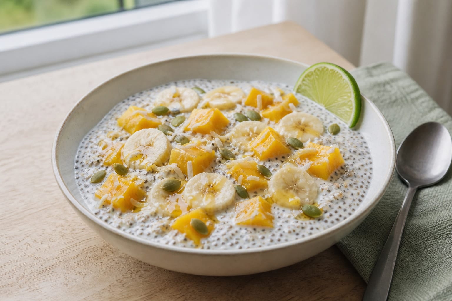 Mango Coconut Chia Breakfast Pots with Lime.
