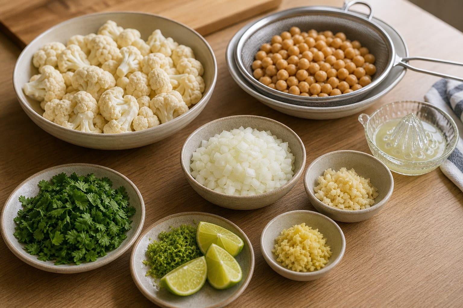 Roasted Cauliflower Chickpea Curry Rice with Lime cooking step 1: Prepare the curry.