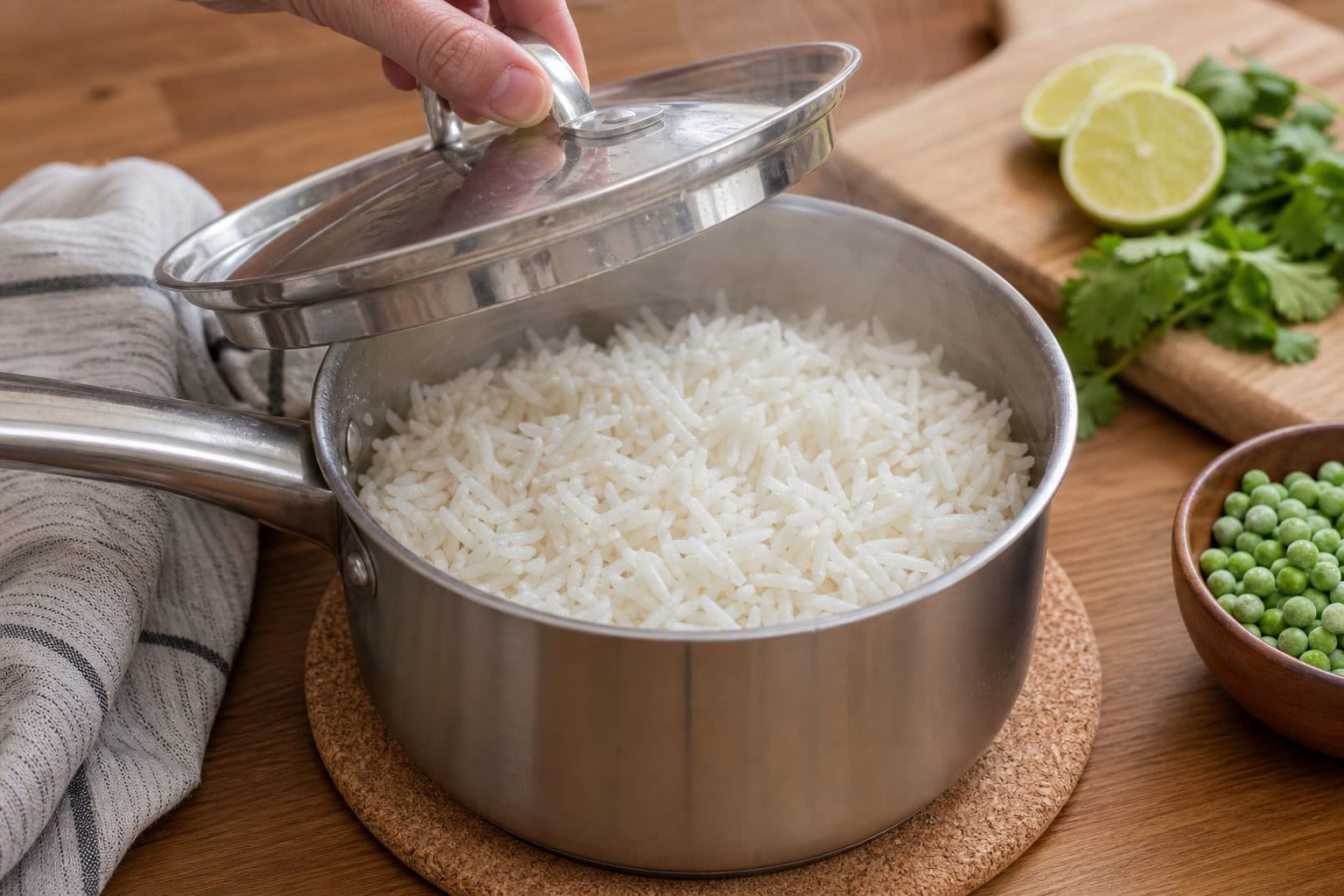 Salmon Cucumber Rice Bowls with Lime Pickled Carrot cooking step 2: Cook the rice.