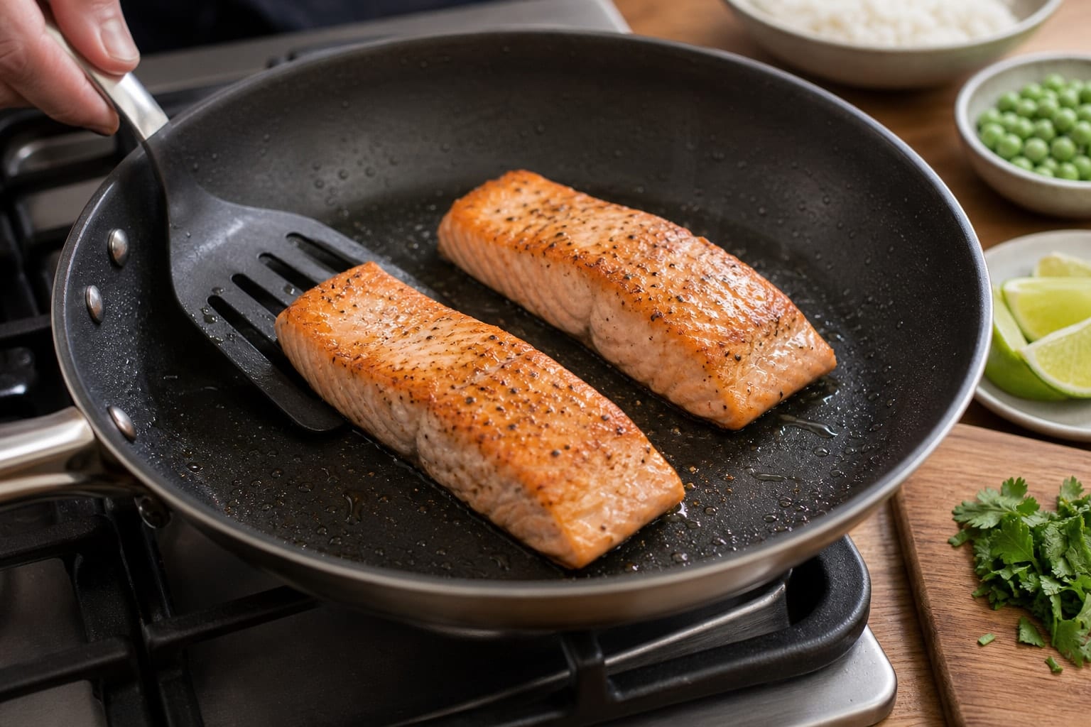 Salmon Cucumber Rice Bowls with Lime Pickled Carrot cooking step 4: Cook the salmon.