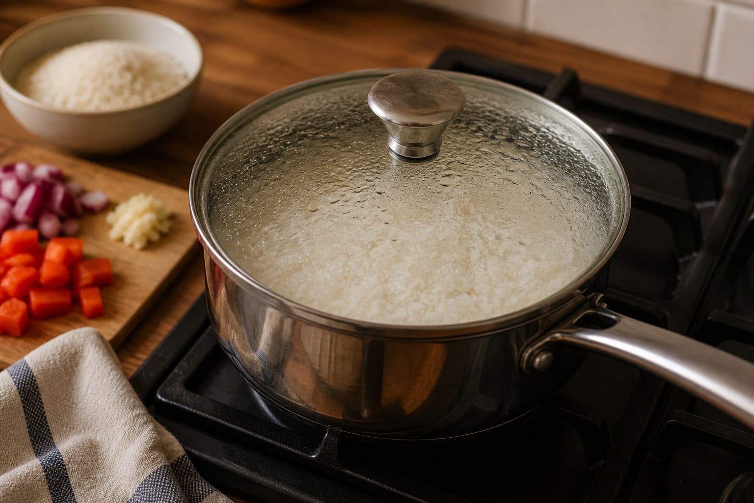 Smoky Aubergine Butter Bean Rice with Parsley Lemon cooking step 3: Cook the rice.