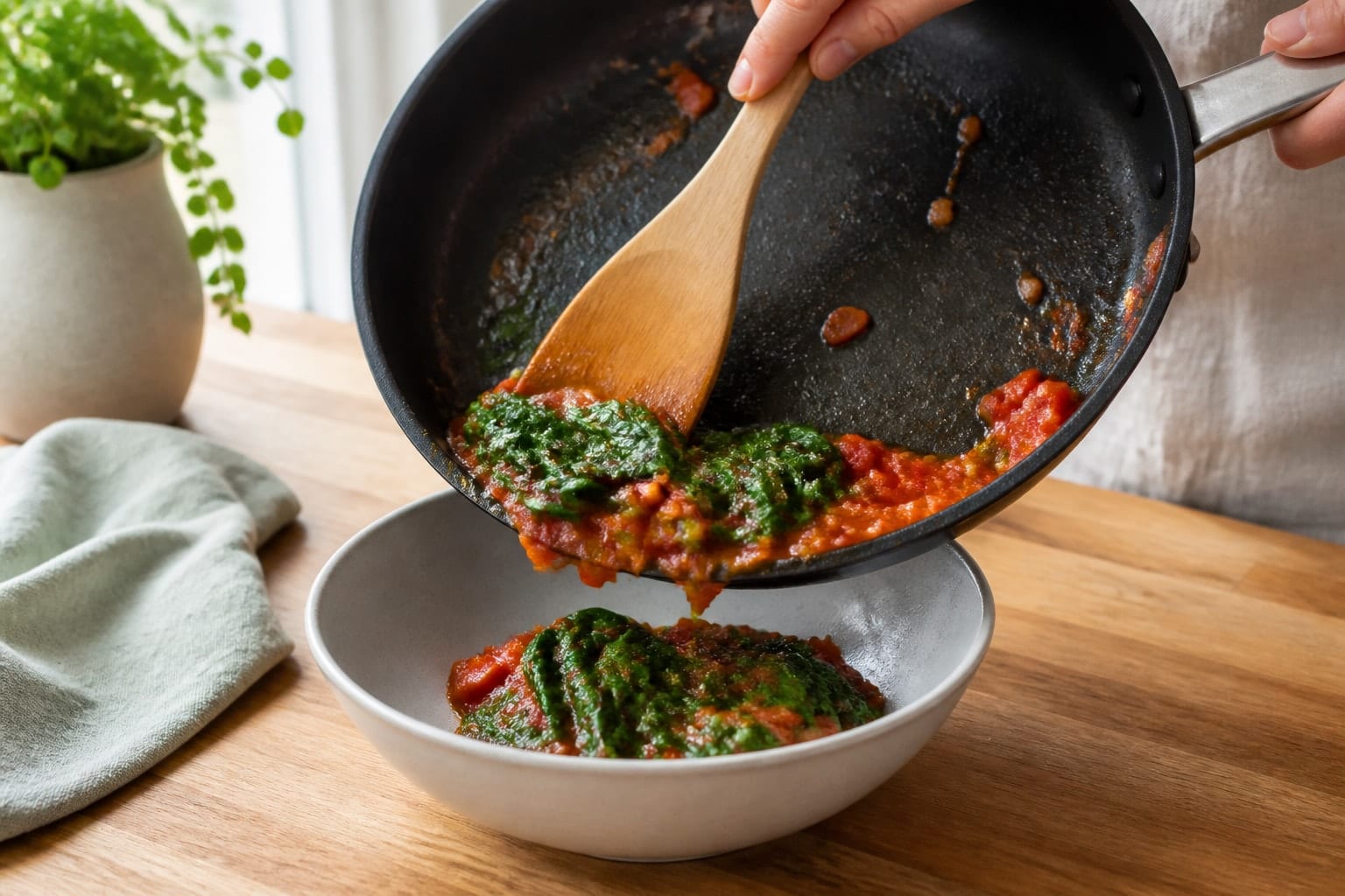 Spinach Feta Egg Breakfast Wraps with Tomato Relish cooking step 3: Wilt the spinach.