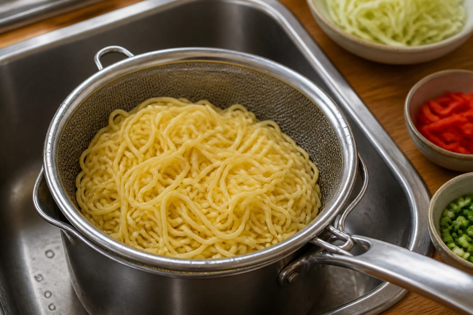Sticky Ginger Chicken Cabbage Noodles with Lime cooking step 3: Cook the noodles.