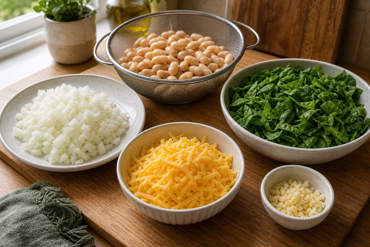 Tomato White Bean Egg Pans with Spinach Toasts cooking step 1: Prepare the base.